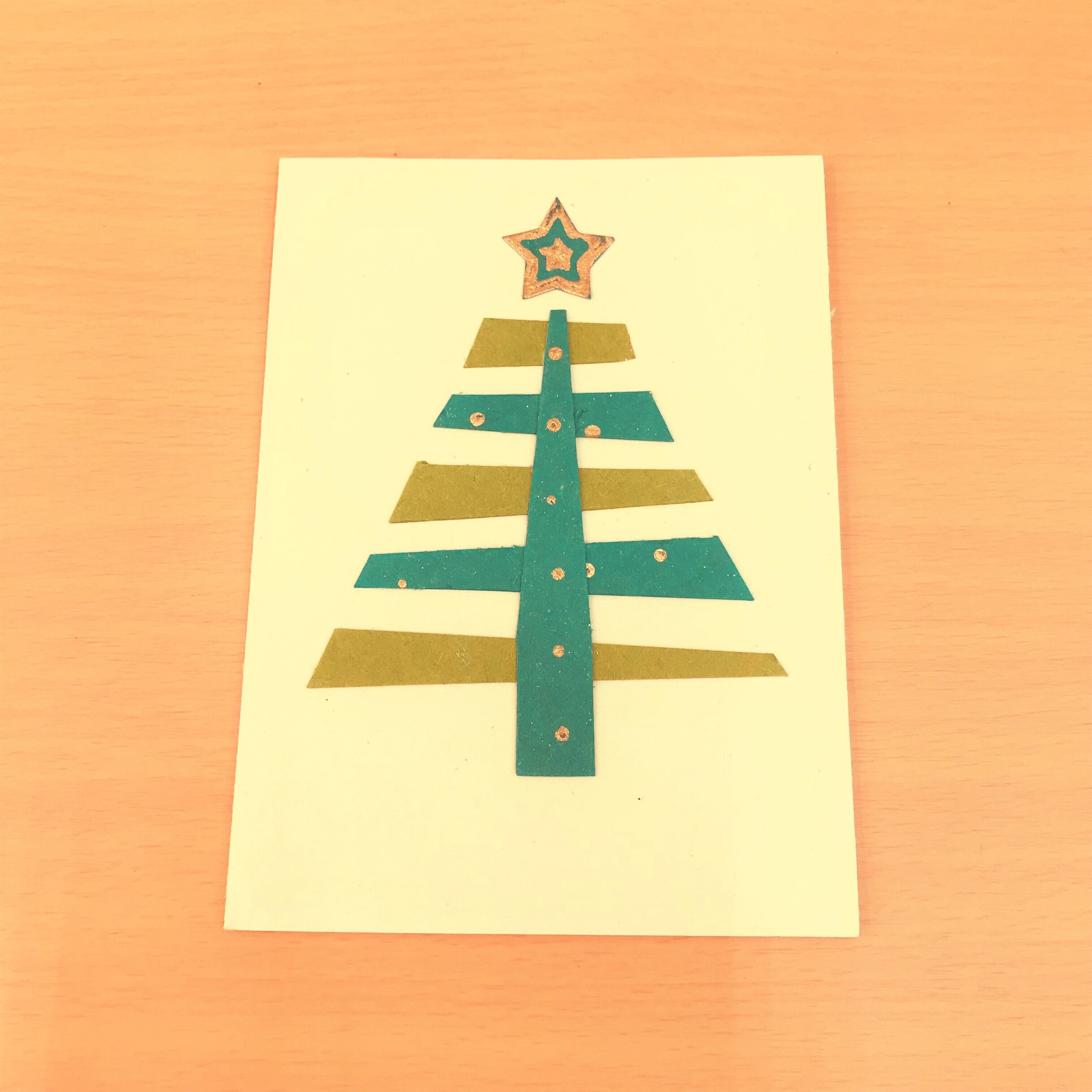 手漉きクリスマスカード・もみの木(グリーン)