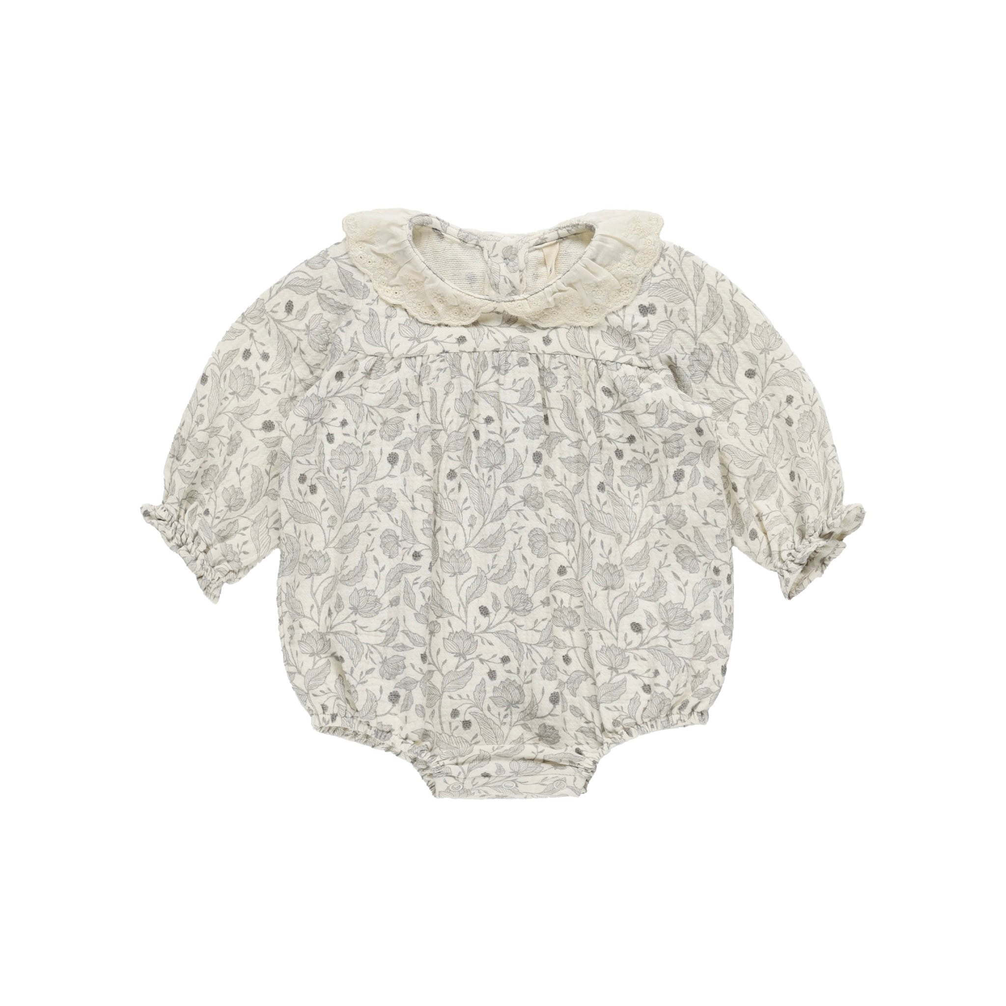 Quincy Mae(クインシーメイ) / 24aw COLLARED BUBBLE ROMOER / WINTER FLORAL / 12-18M