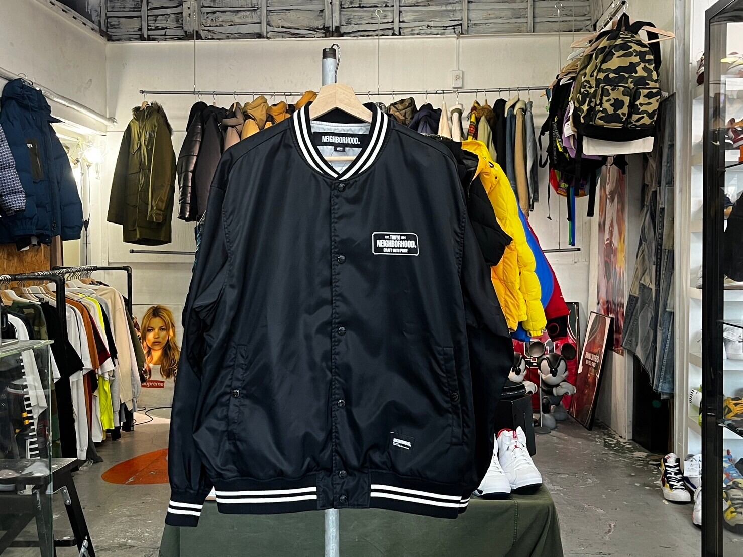NEIGHBORHOOD BASEBALL JACKET BLACK LARGE 231TSNH-JKM04 94546 
