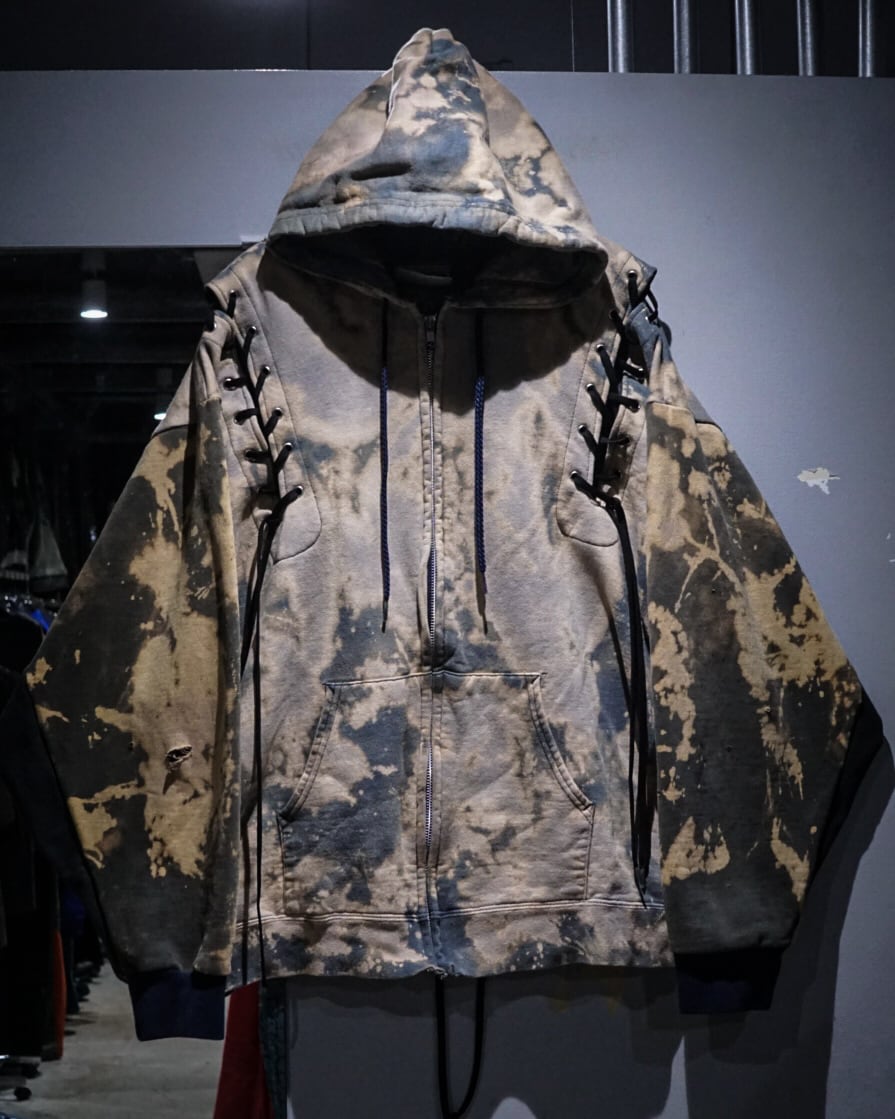 add (C) vintage】“Original Remake” Bleach × Lace Up Custom Zip Up