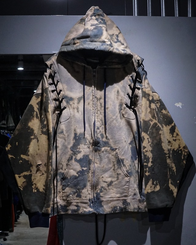 【add (C) vintage】“Original Remake” Bleach × Lace Up Custom Zip Up Hoodie