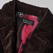 SONIA RYKIEL ソニアリキエル 裏総柄 ベロア調 テーラードジャケット 32/ブラウン