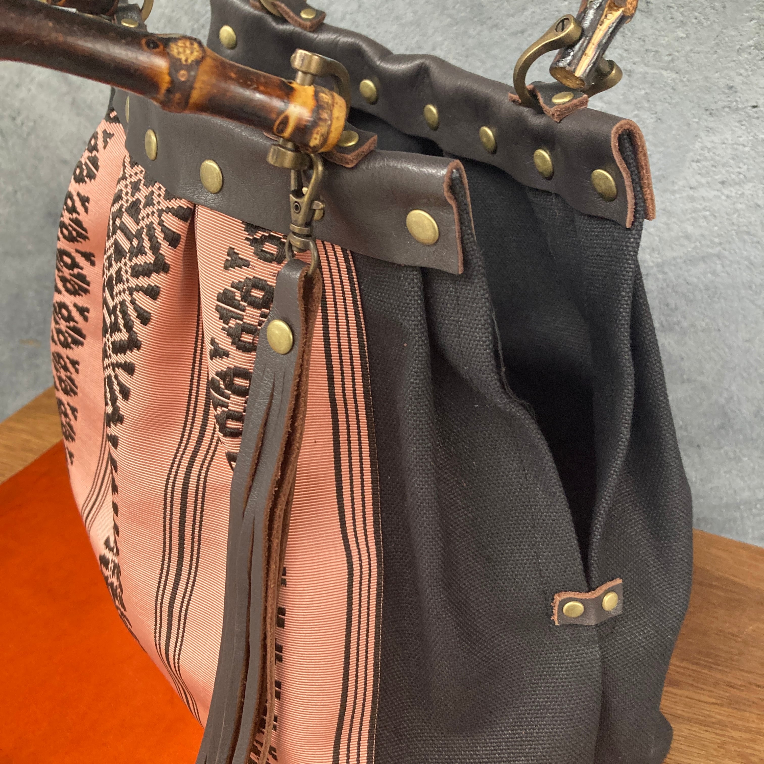 帯と倉敷帆布のハンドバッグ 着物（帯）リメイク | konote-コノテ-