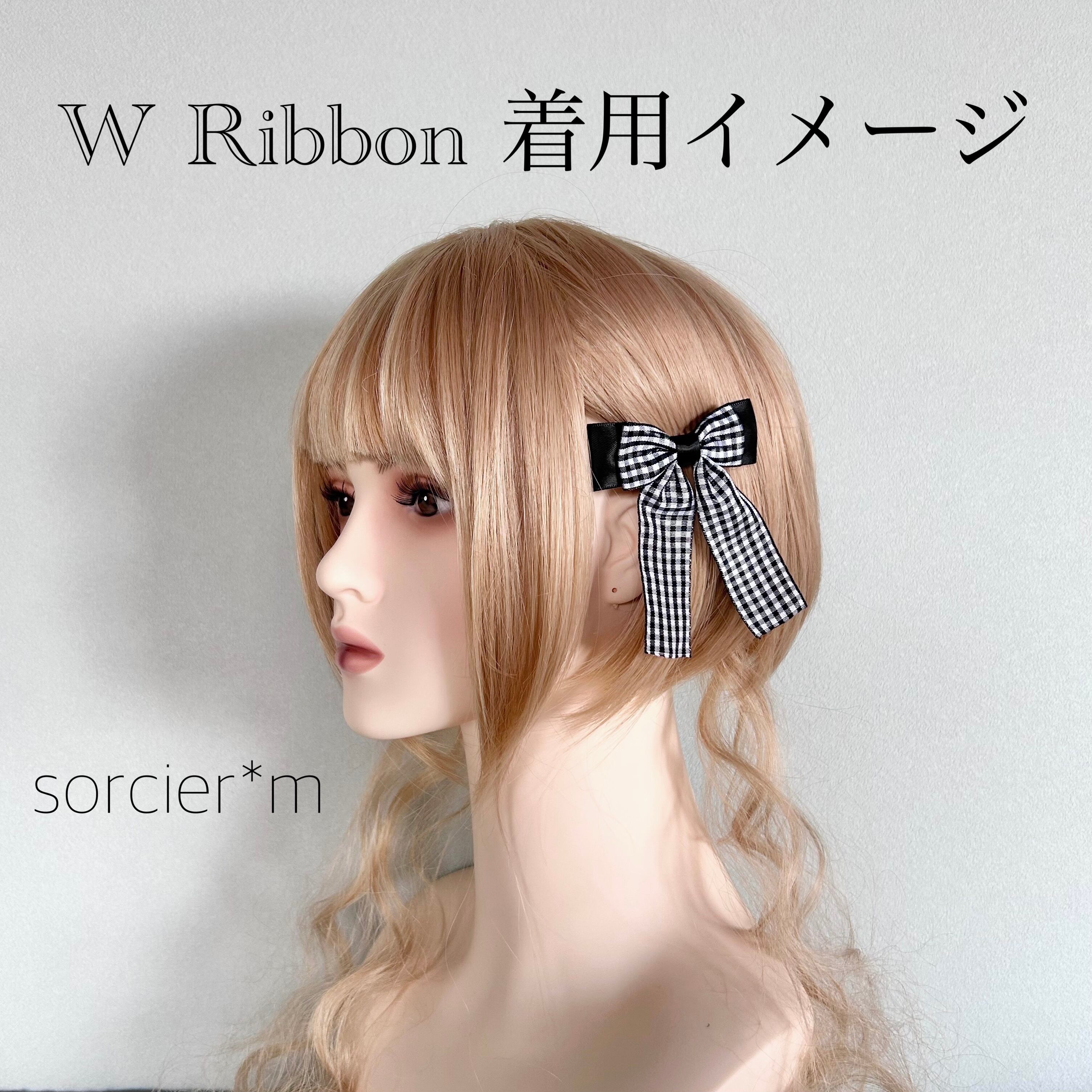 リボン ヘアクリップ 量産型 水色 ロリィタ シンプル 病みかわいい