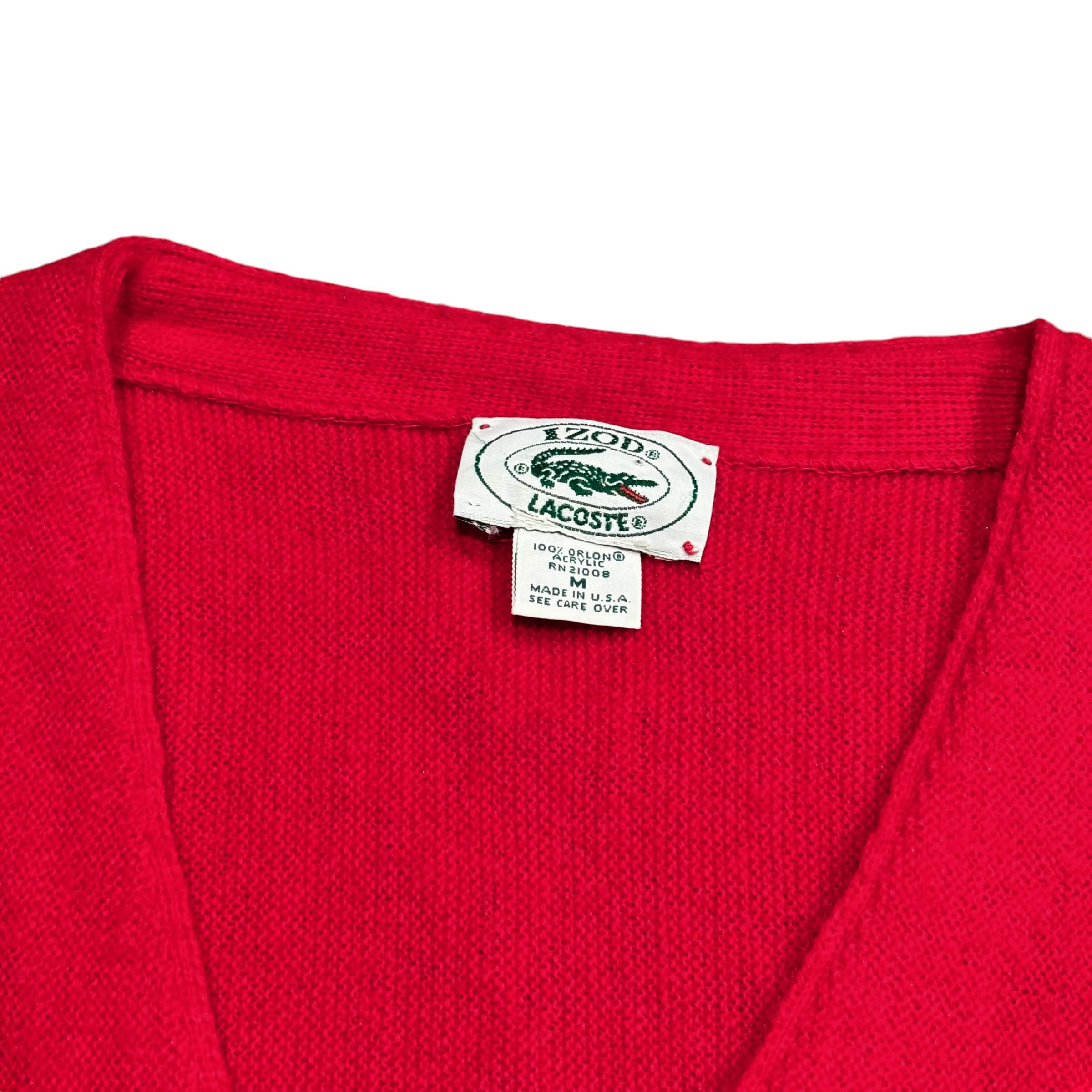 80's USA製 IZOD LACOSTE Acrylic Cardigan M / ラコステ 80's USA製 IZOD LACOSTE Acrylic Cardigan M / ラコステ