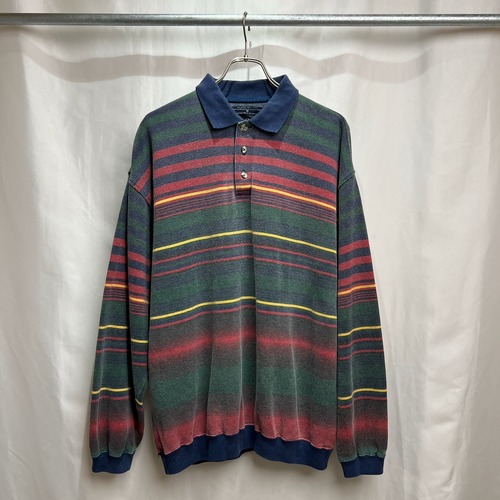 Dockers　鹿子素材　ボーダー　ハーフボタン　ポロシャツ　M