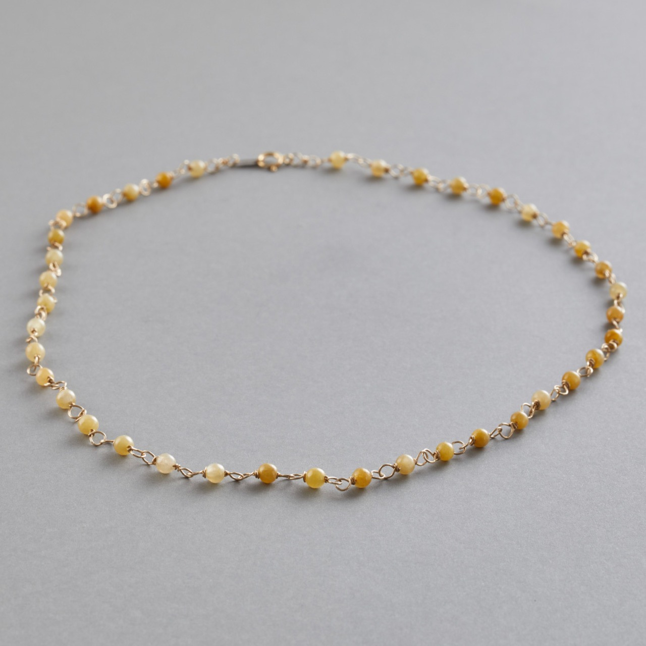 翡翠をサラッと使いたい方！ＭeiNu人気アイテム 黄翡翠眼鏡留めネックレスK14GF A貨翡翠 jd_ne1036