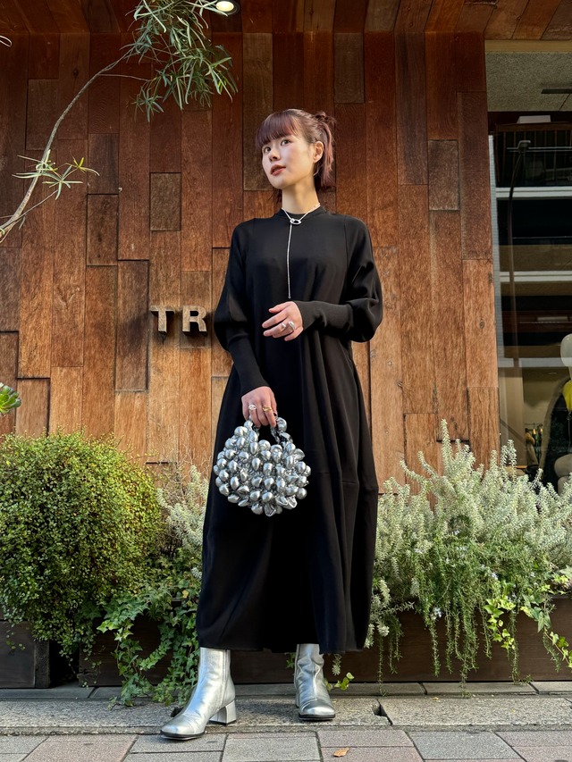 【22AW】ENFOLD エンフォルド / SOOBIN TYPEWRITER PETAL SLEEVE COMBI DRESS