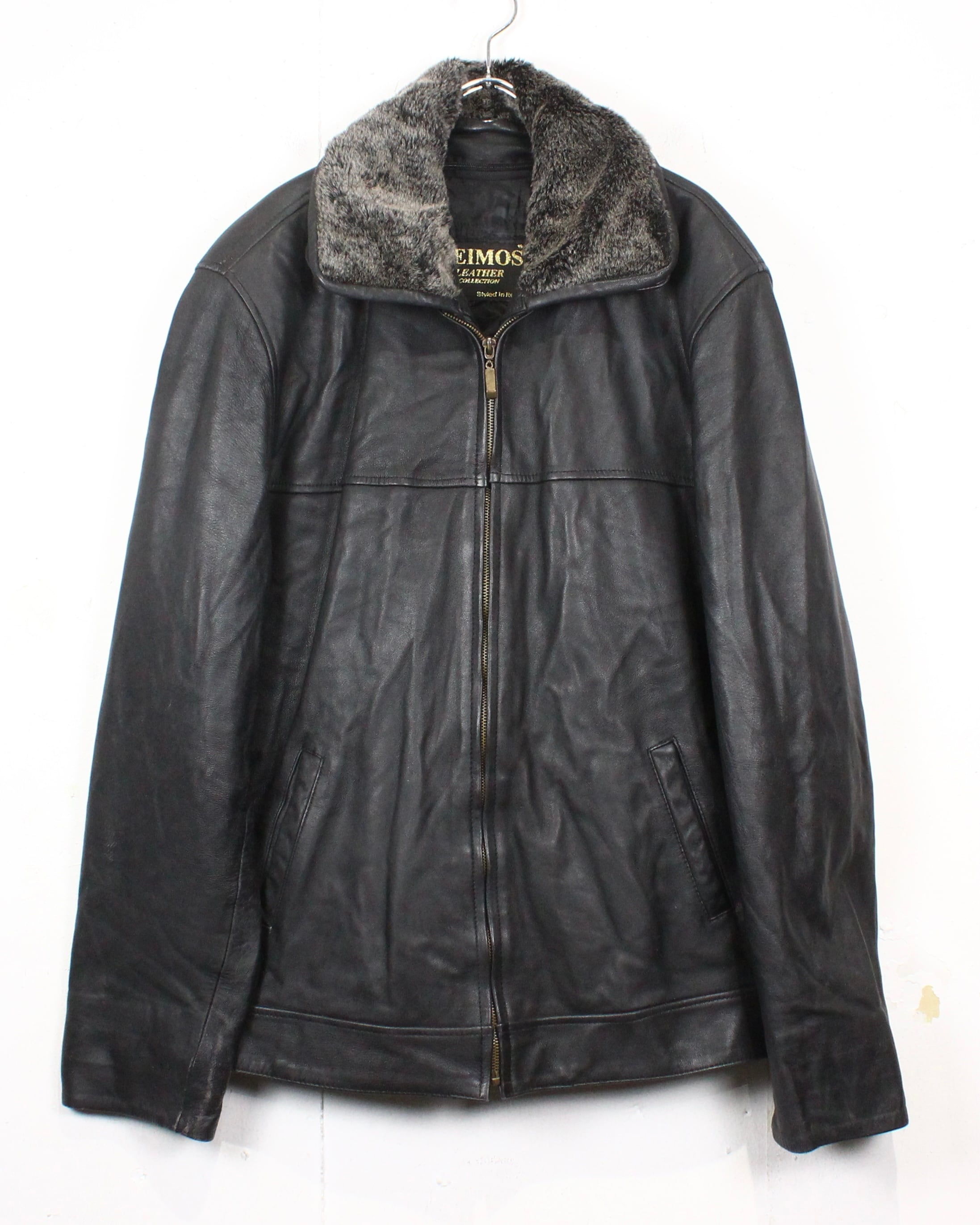 Caka act2】Boa Collar Vintage Zip Up Leather Jacket | Caka(カカ