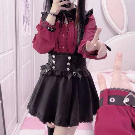 量産型♡全2種 ダークレッド量産型スカート suka13☆ | パステルキャンディ