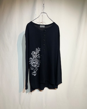 A/W2019 Yohji Yamamoto pour homme - Scale Pattern Asymmetric Henry L/S Top