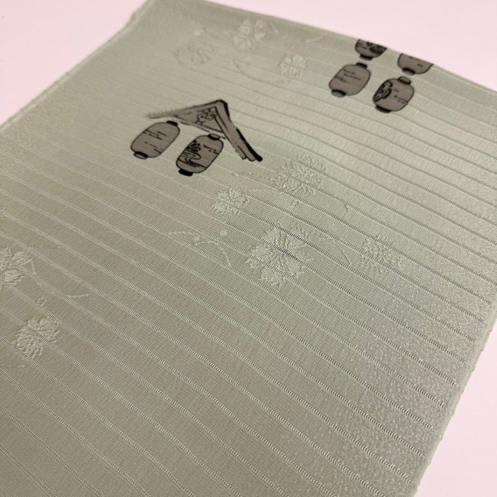 夏帯揚げ 新品 夏用 帯揚 緑 小紋 紬 訪問着 普段着用 礼装用 正絹 絹100% 和装小物 5704