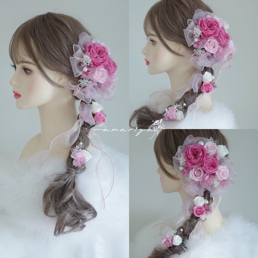 髪飾り プリザーブドローズプリンセスピンク