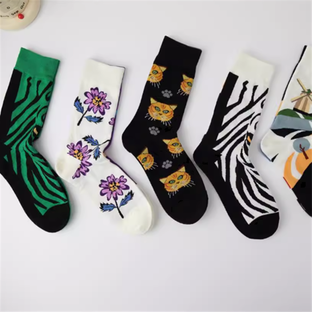 アニマル柄クルーソックス／５足セット　10708