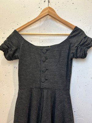 50's gray color back button dress