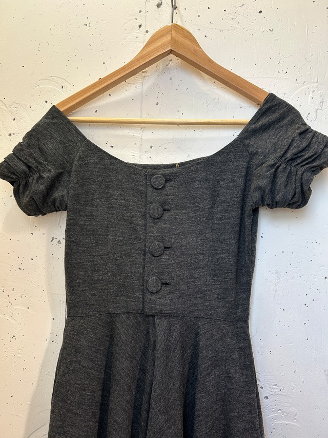 50's gray color back button dress