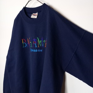 90s　メキシコ製　ヘインズ　スウェット　トレーナー　裏起毛　刺繍　企業ロゴ　L