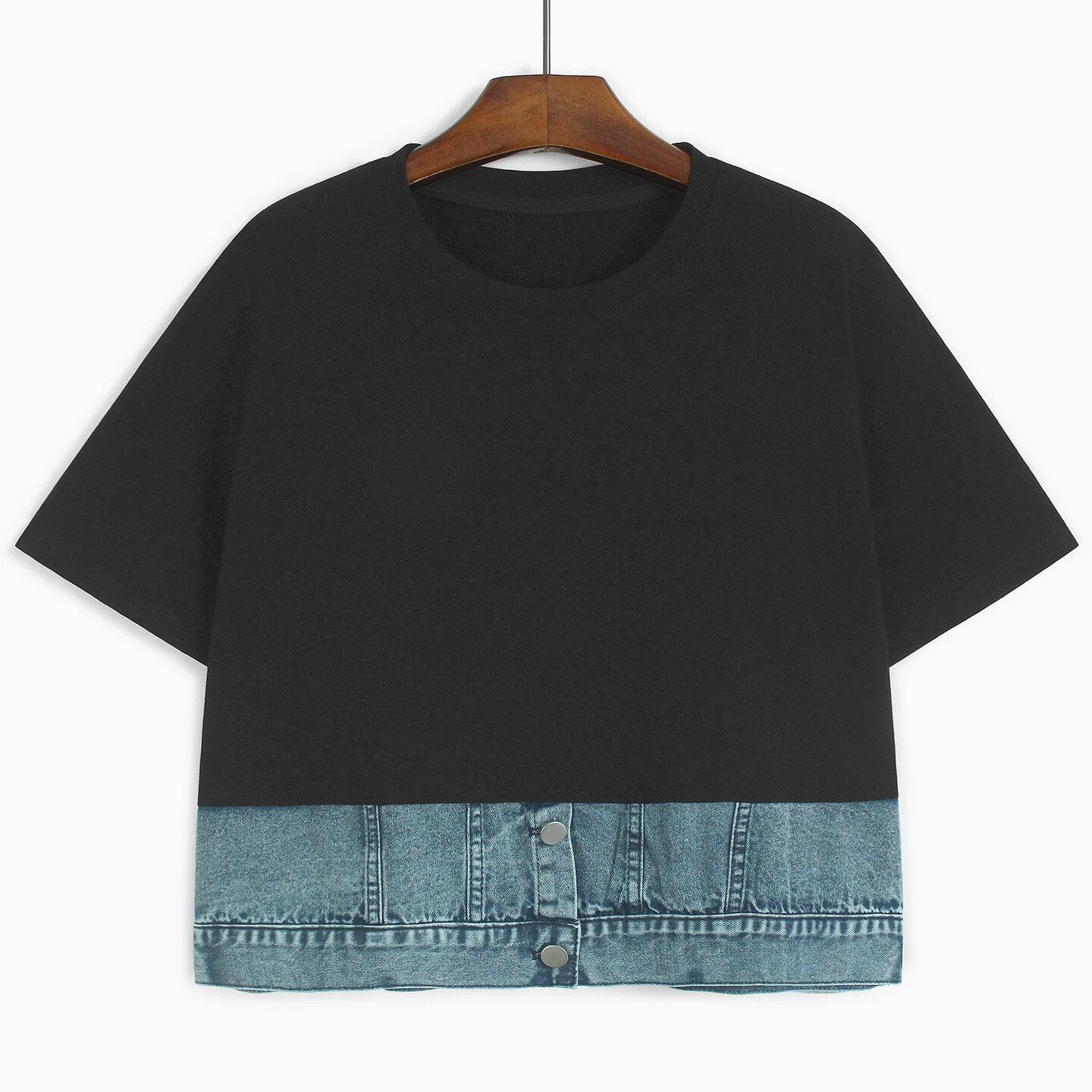 DENIM HEM SHORT SLEEVE T-SHIRT M-16869