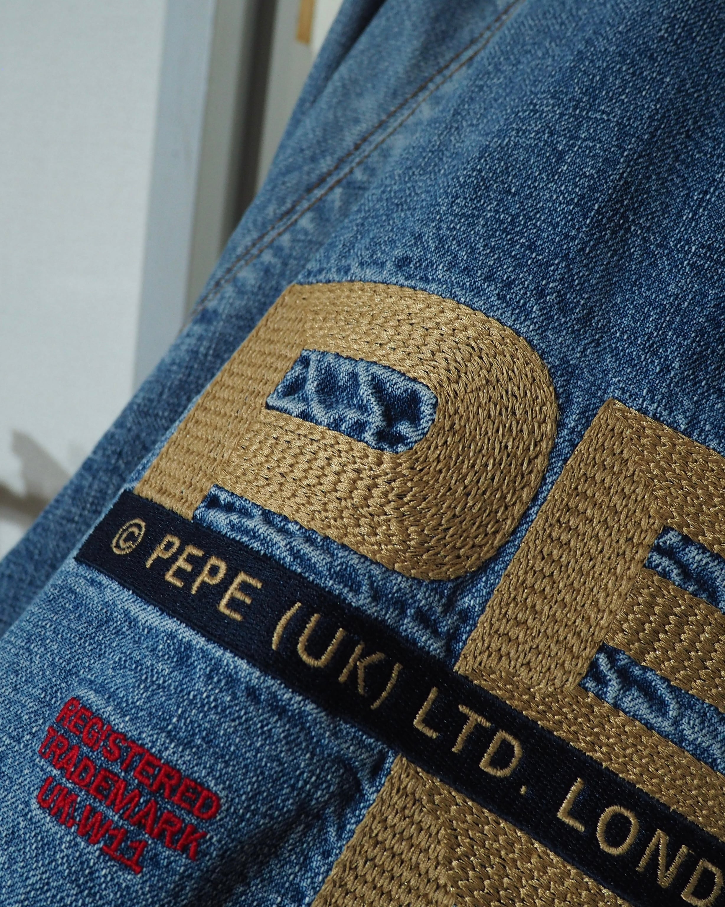 1990s ” Special - PEPE JEANS ” Crossed Lines × Logo Embroidery Vintage Loose Hoodie Denim Jacket
