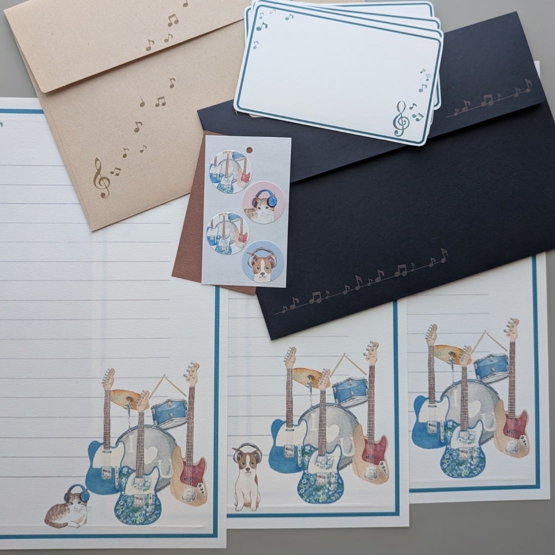 選べるデザイン＊猫とギター好きさんのレターセット《ⅿy favorite