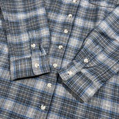 美品 Mademoiselle NON NON マドモアゼルノンノン チェック柄 長袖 ロング ネルシャツ チュニック サイズ 38 M /グレー×ブルー/パパス/日本製