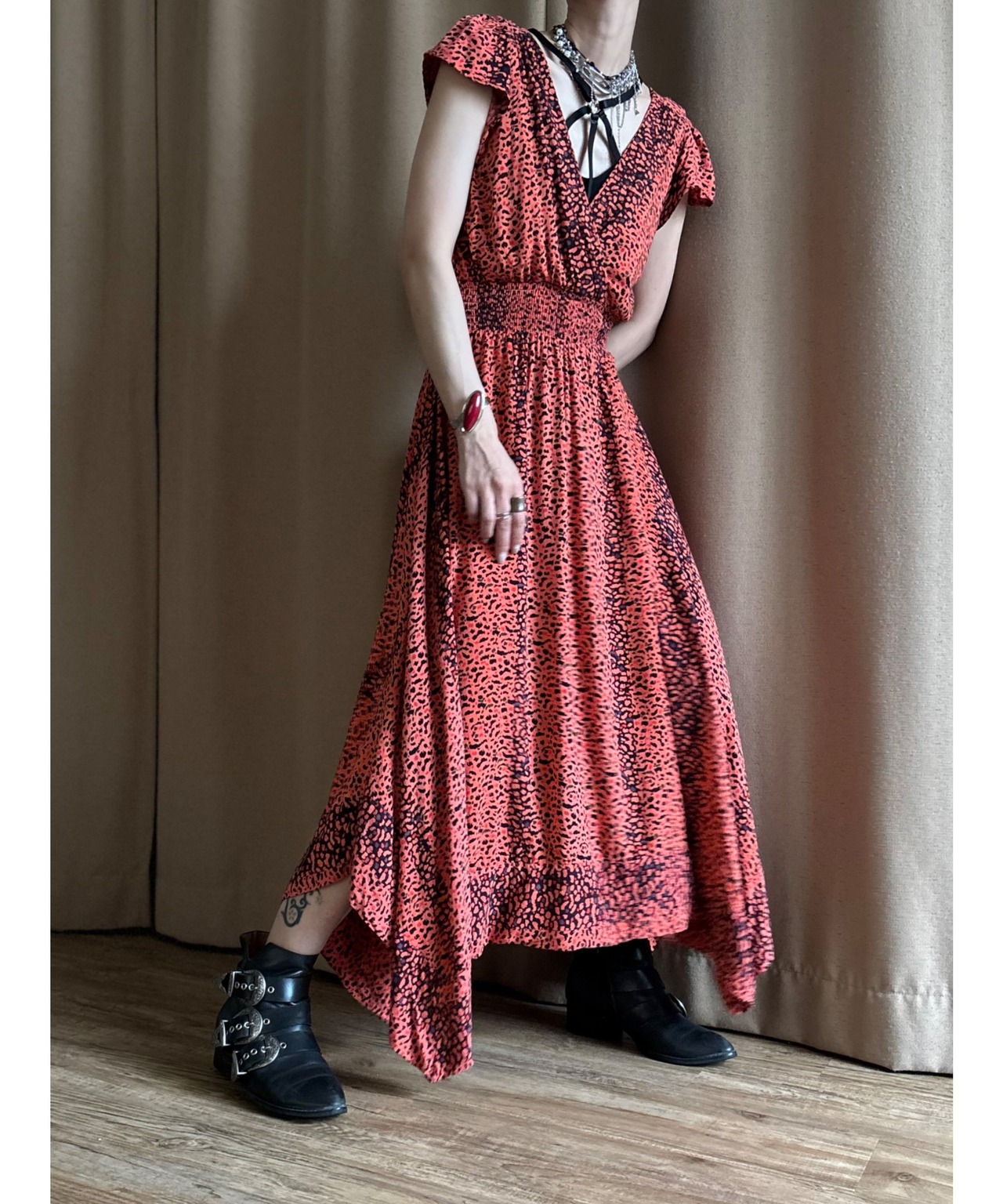 ANGIE drape import long dress-4747-6