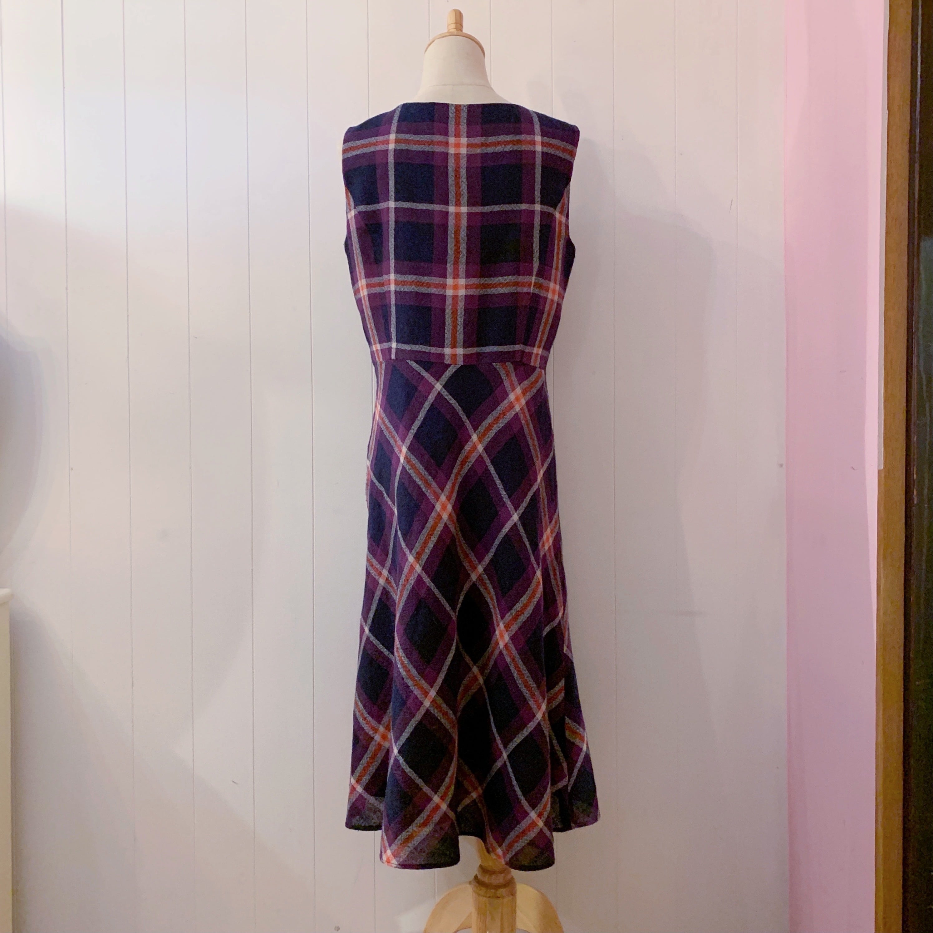 Laura Ashley / purple check flare one-piece