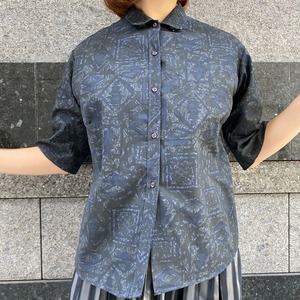 VINTAGE blue gray design blouse