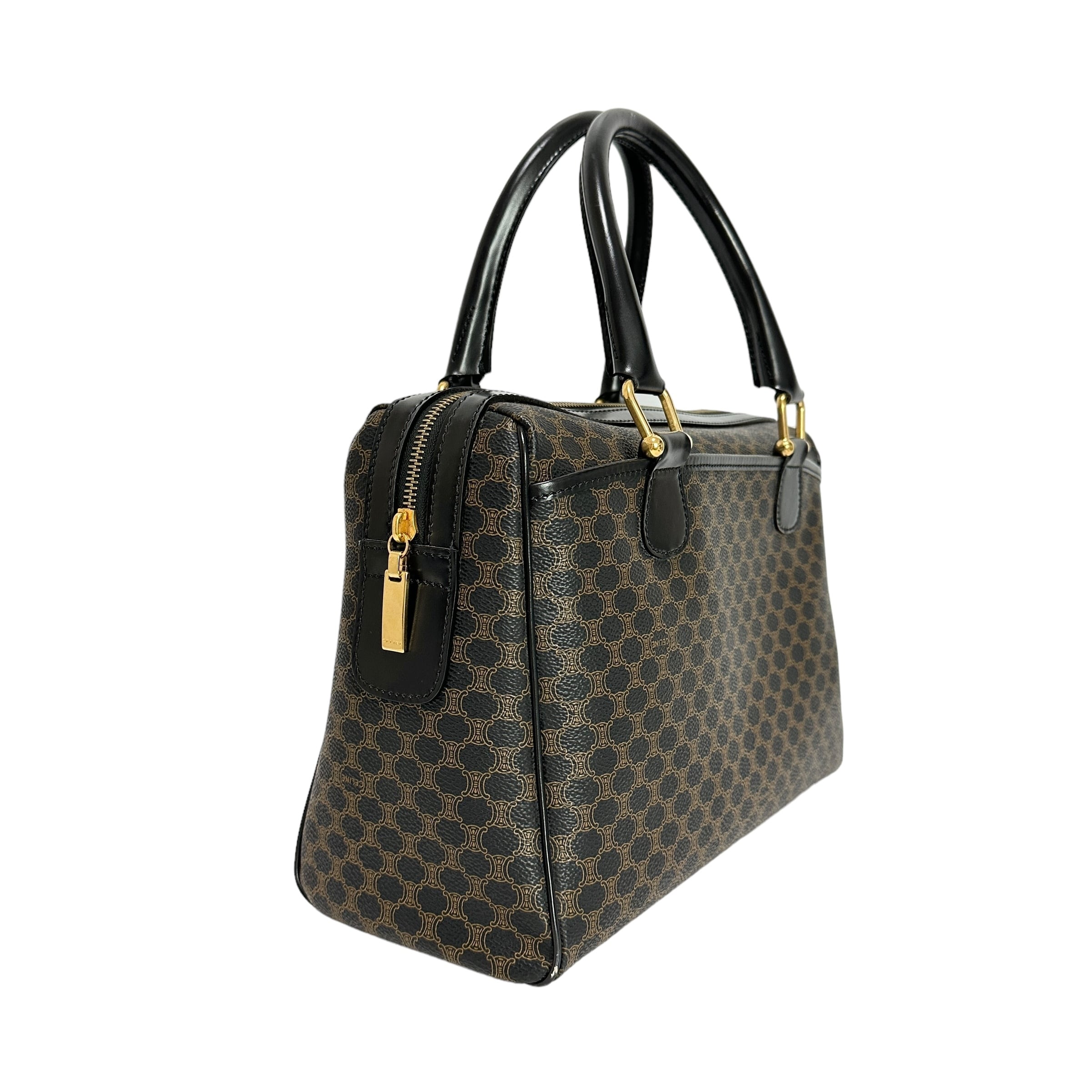 CELINE セリーヌ マカダム柄 ボストンバッグ ブラック 6257-202203 | rean