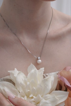 316L Noir Pearl necklace［silver］#n180