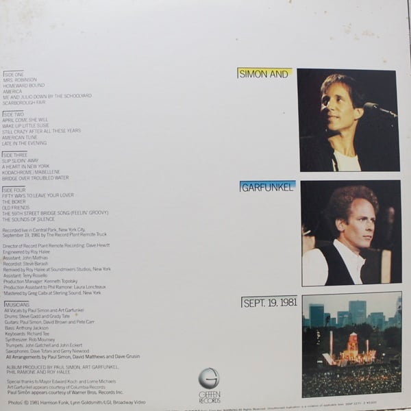 Simon & Garfunkel / The Concert In Central Park [36AP 2271-2] - 画像2