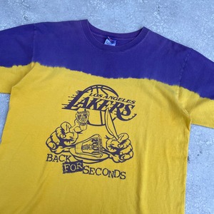 -VINTAGE- LOS ANGELES LAKERS TIE DYE T-SHIRTS -PURPLE,YELLOW- [L]