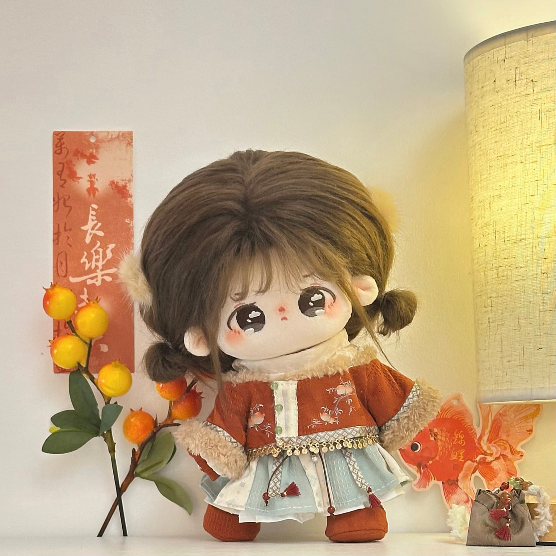 20cmぬい服】アンティークなエスニックコーデ 着せ替えぬいぐるみ 棉花