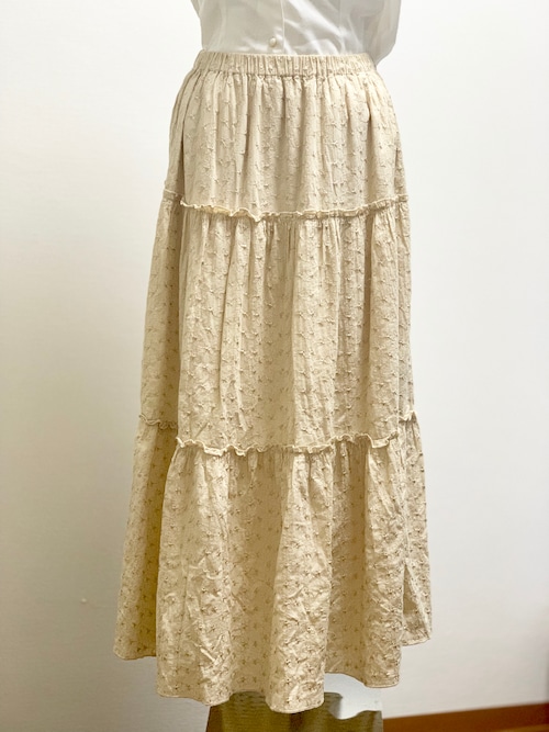 Old Embroidered Tiered Skirt