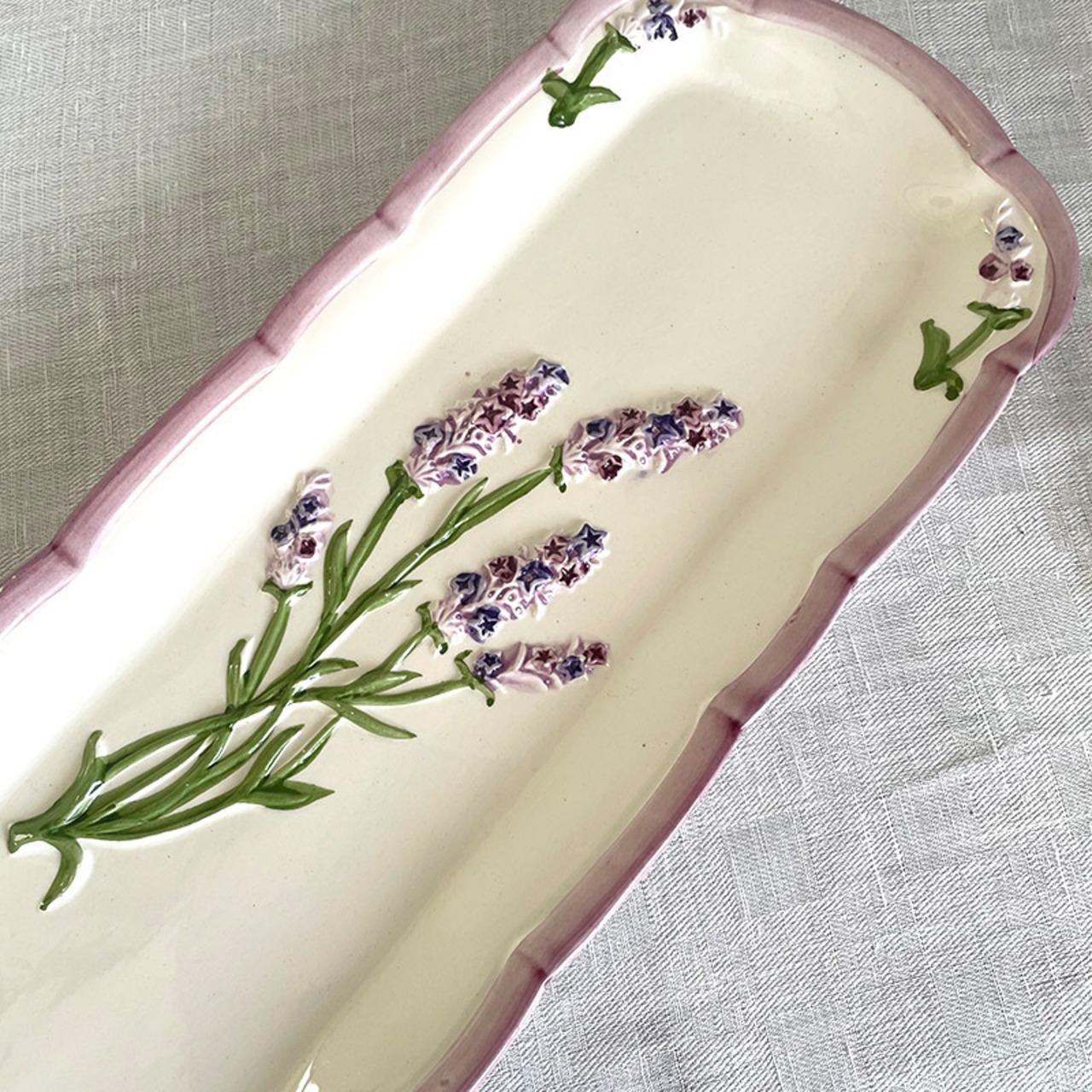 ケーキ長皿　パープル　ラベンダー　レクタングル プレート 12OTde8