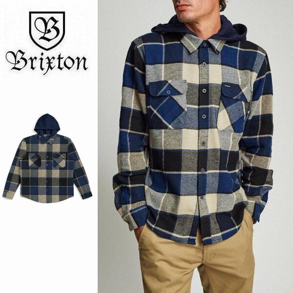 BRIXTON "BOWERY HOOD" フード付き ネルシャツ