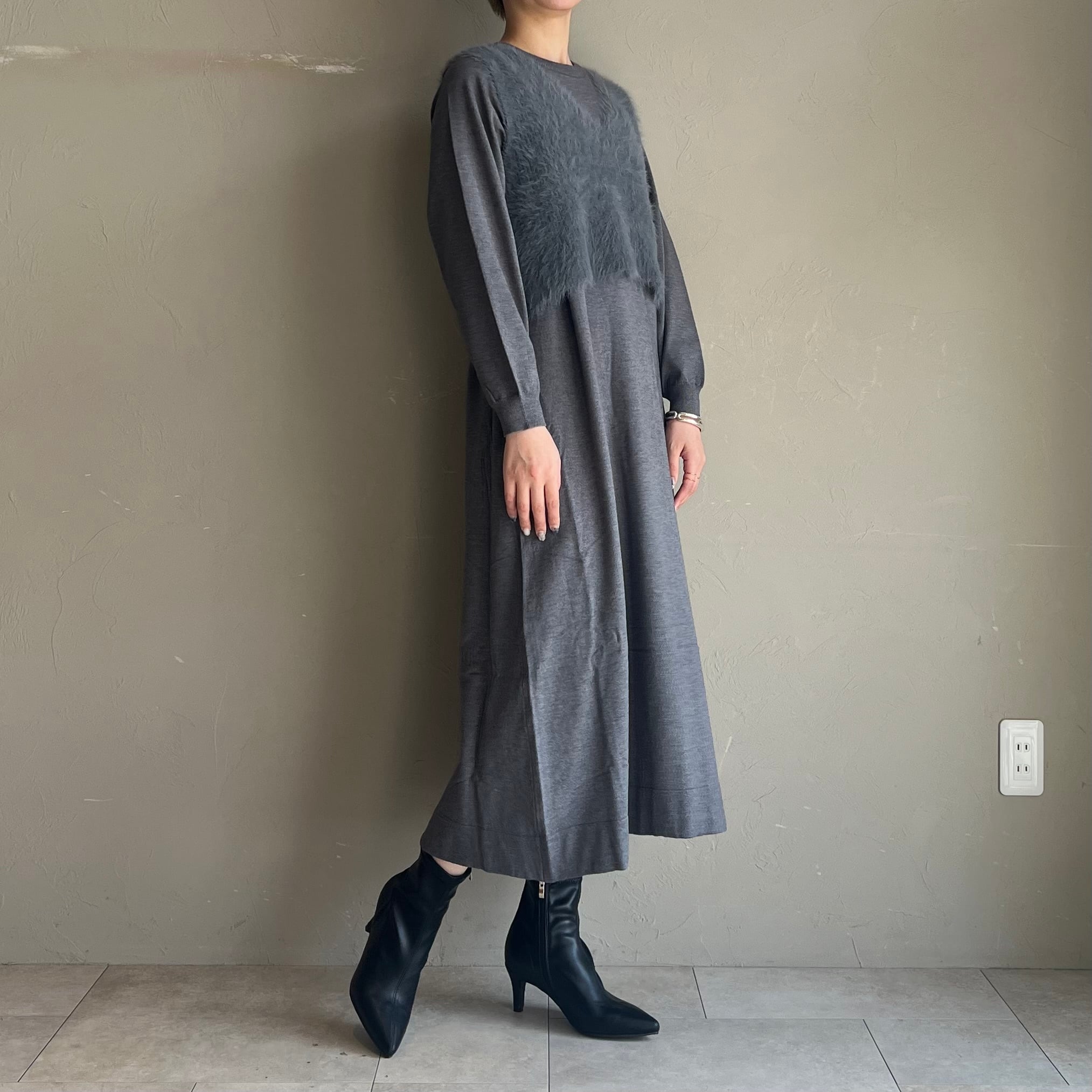 CLOCHE 】シャギーニットベスト付きワンピース | valance 福井