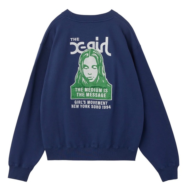 【x-girl】FACE PATCH AND LOGO CREWNECK SWEAT TOP【エックスガール】