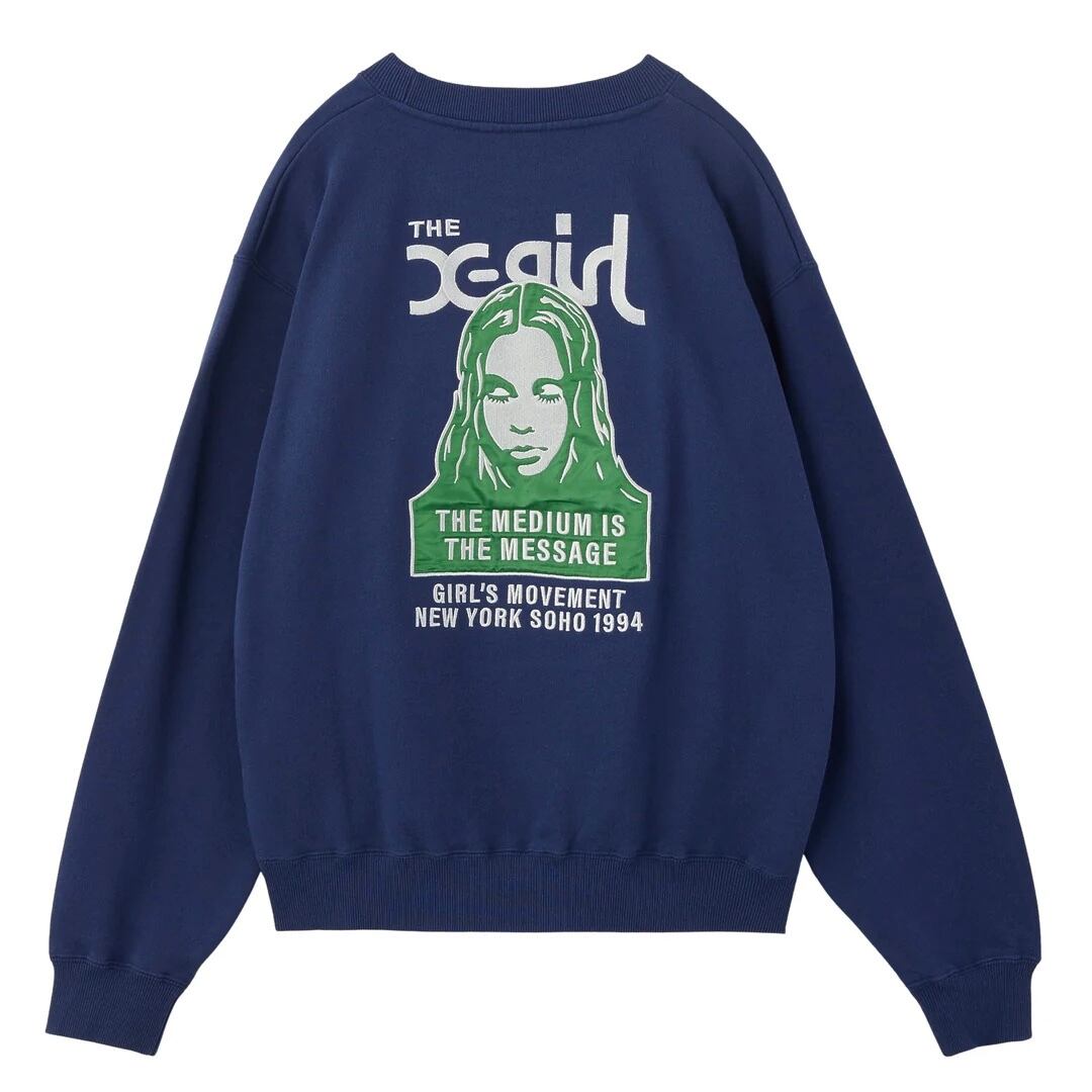 【x-girl】FACE PATCH AND LOGO CREWNECK SWEAT TOP【エックスガール】