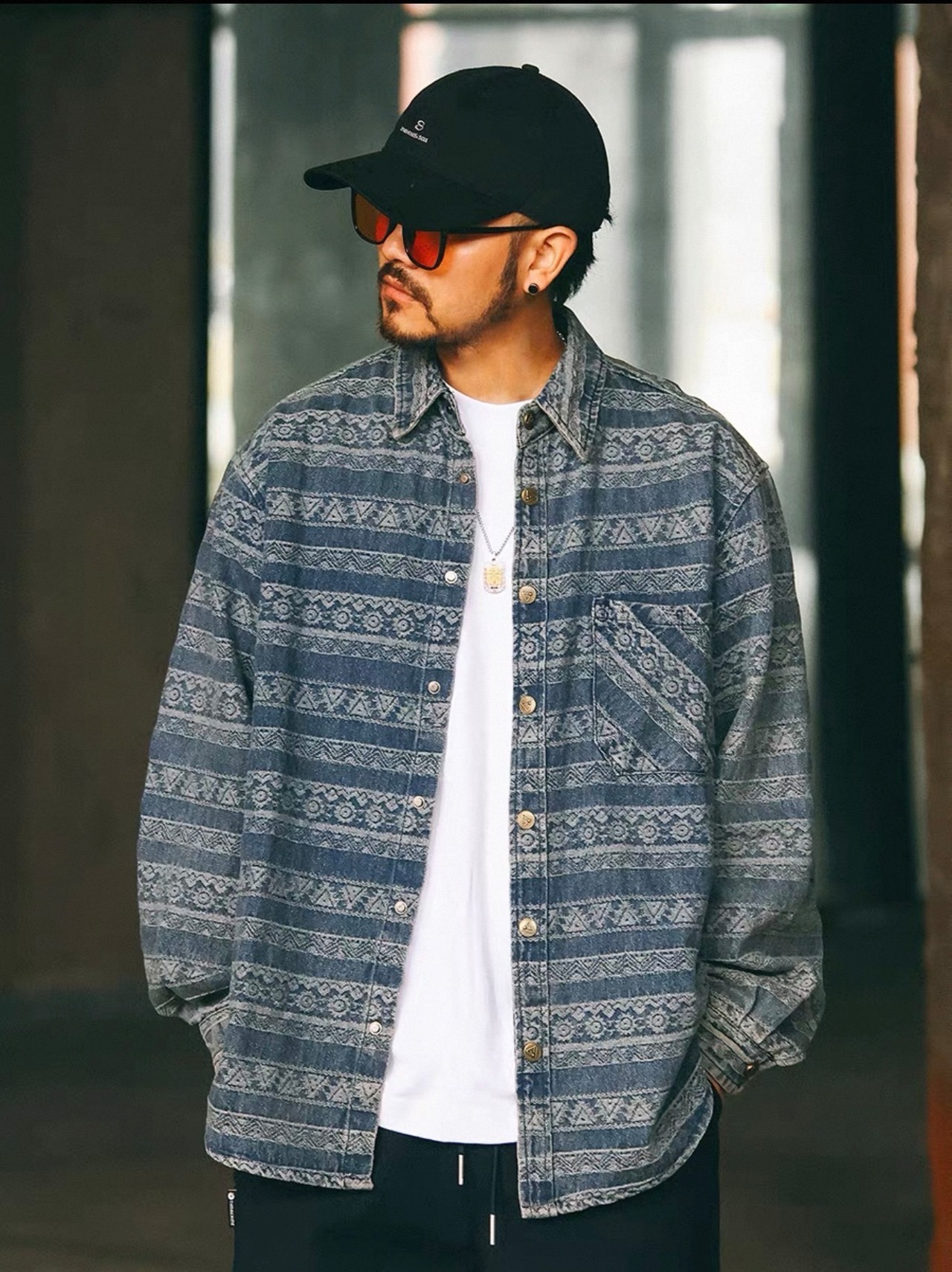 Shadow Ethnic Denim Shirt （シャドウ エスニック デニム シャツ）