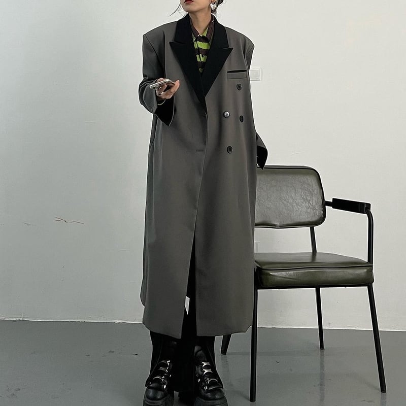 Single breasted bicolor coat V2720