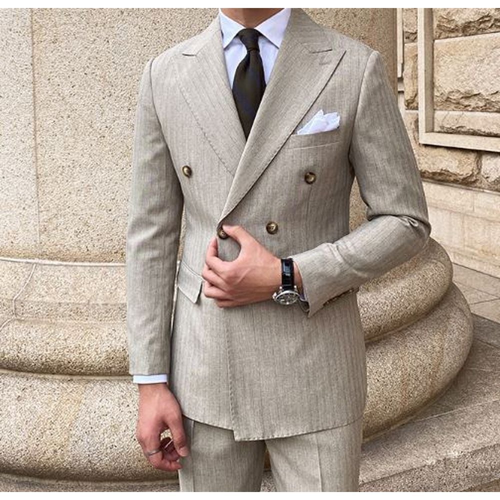 BV_ベルトレスピークドラペルストライプダブルスーツ 2色展開 | Buona