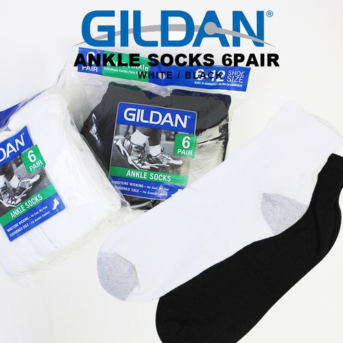 【 gil-gb733 】GILDAN ギルダン P6 MENS ANCKLE SOCKS アンクルソックス ショートソックス ジム スポーツ ビジネス デイリー アウトドア 通勤 通学 運動