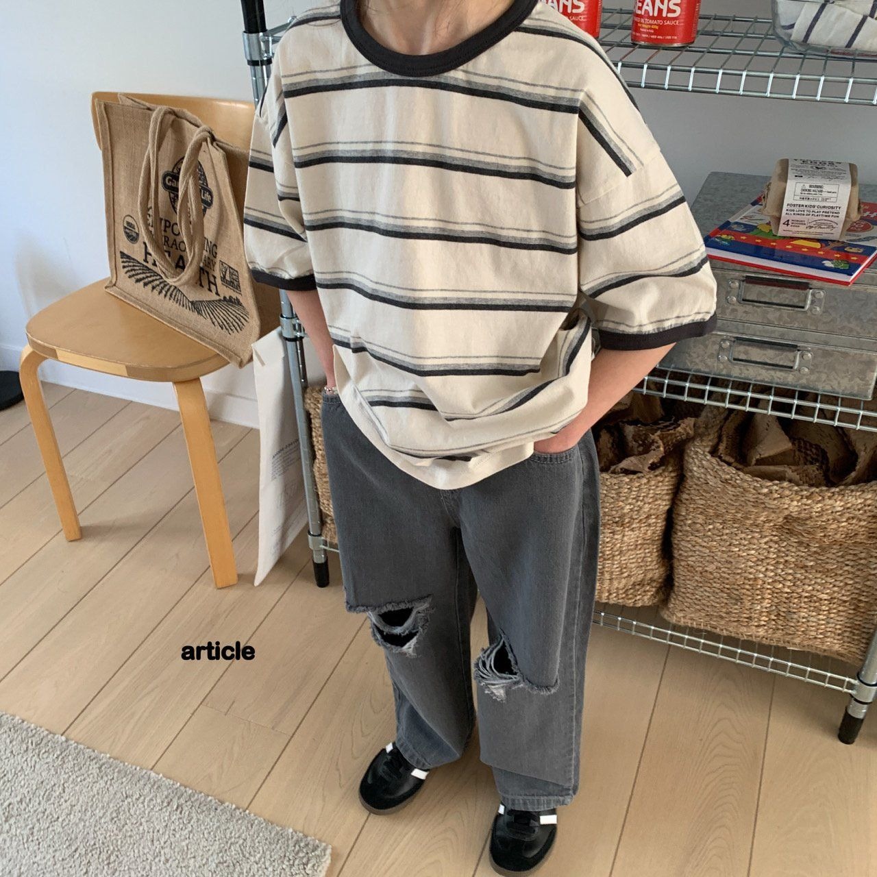 [article] Punch Striped Tee +fee2 / [아티클] 펀치단가라티