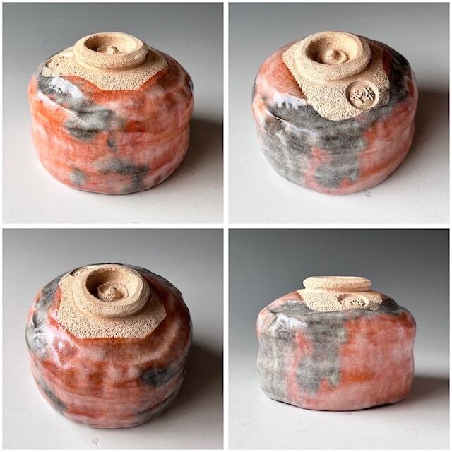 茶道具赤楽茶碗二代小川長楽共箱京都楽焼濃茶薄茶茶会茶事