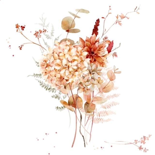 2024春夏【ti-flair】バラ売り2枚 ランチサイズ ペーパーナプキン Spicy Colour Bouquet ホワイト
