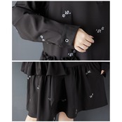 刺繍 フリル シャツワンピース  00375