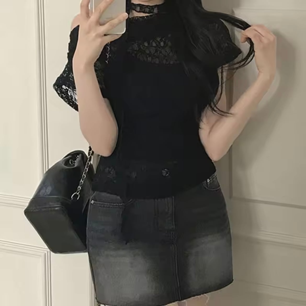 romantic lace choker tops