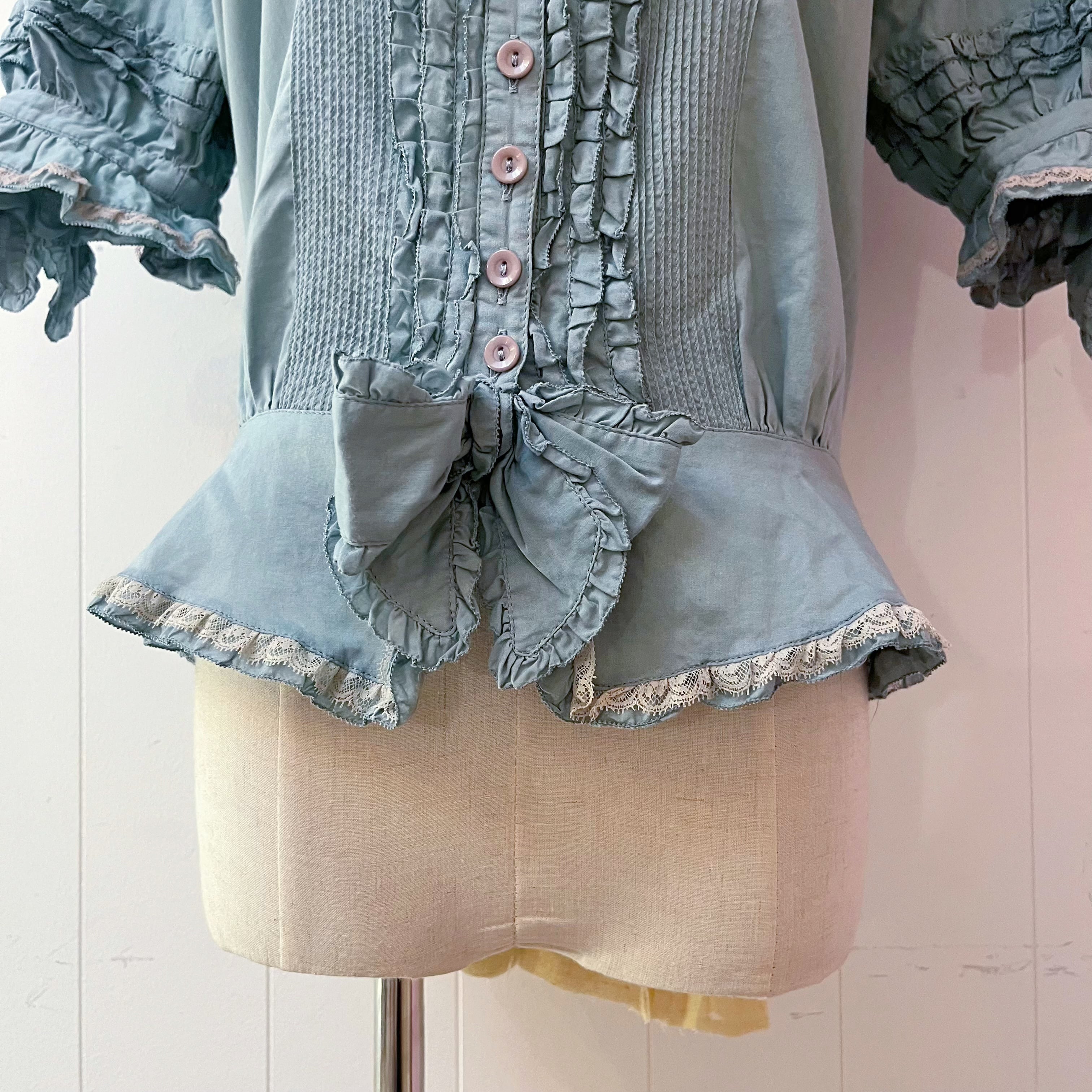 PINKHOUSE / bluegreen frill ribbon blouse