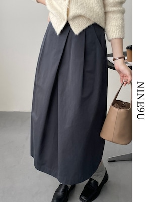 fluffily plain chic long-skirt 2color【NINE7685】
